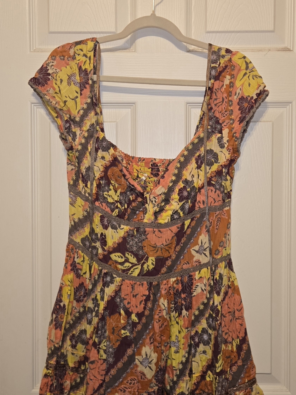 Floral Tiered Sundress in Yellow, Orange & Brown